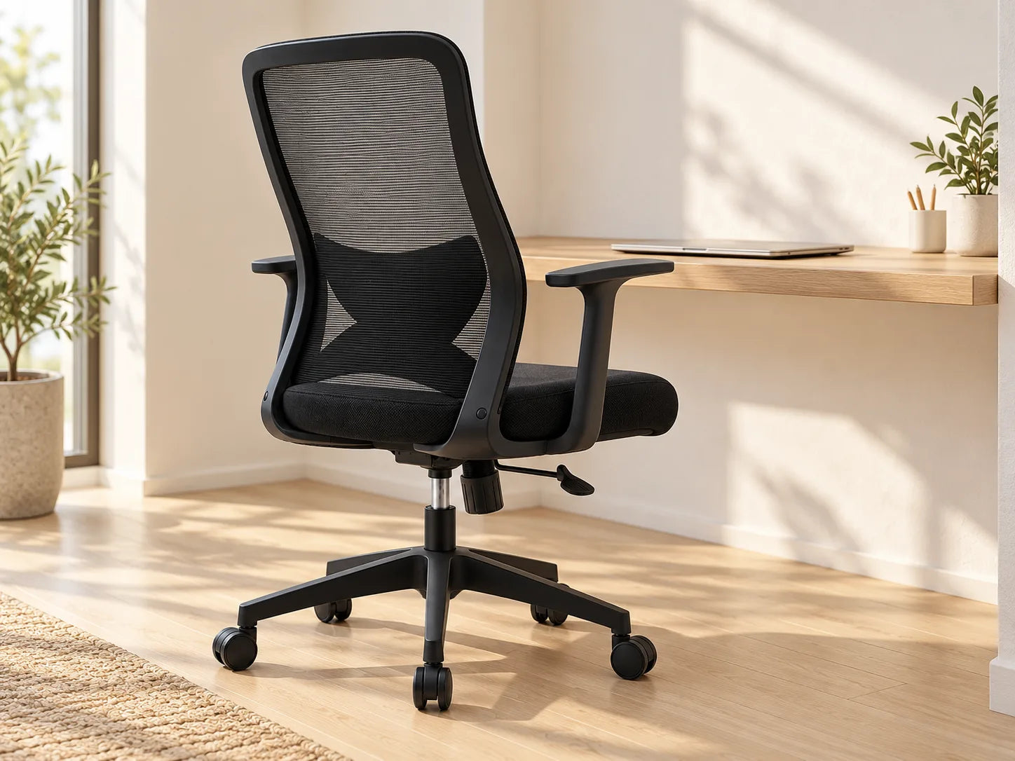 De Ergonivo bureaustoel in een warme eiken hoek